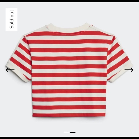 FIORUCCI X ADIDAS red striped crop top tee shirt - Picture 2 of 3